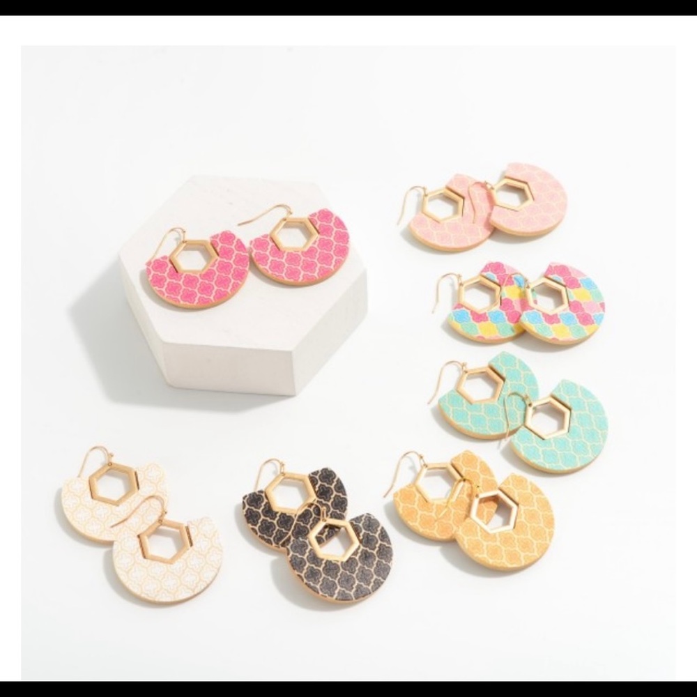 Painted wood drop earrings